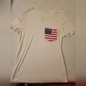Modern Lux Cream Tee with American Flag Pocket